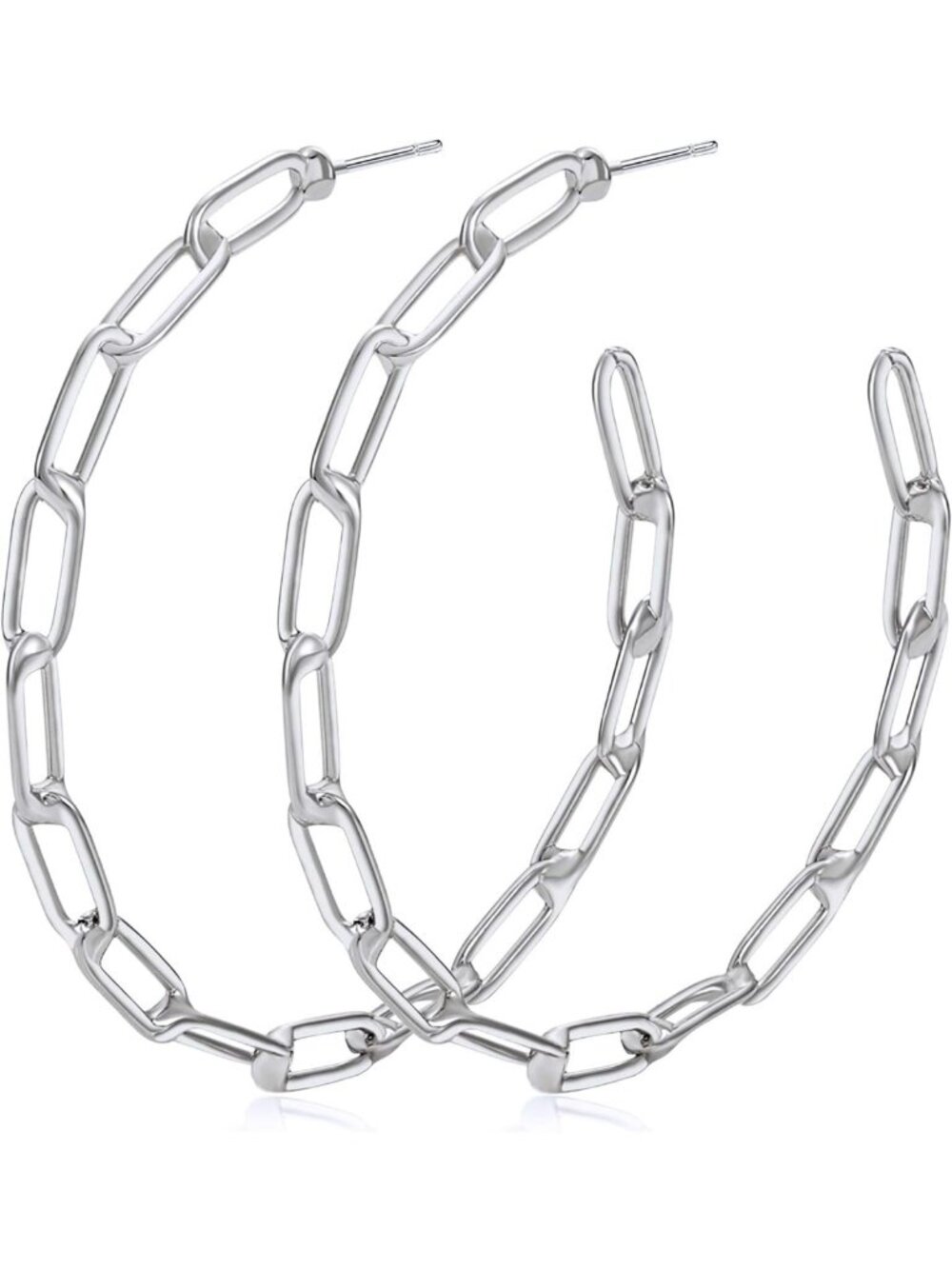 Chic 14K Gold Paperclip Chain Hoop Earrings - Stylish Big Link Design for Women